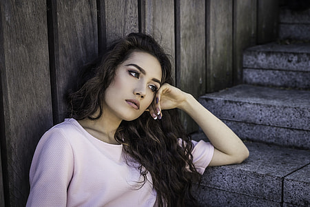 woman wearing pink blouse ruled of third photography shot thumbnail