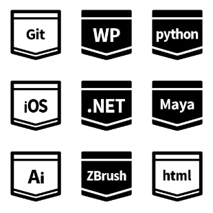 E-Learning / Coding / Tutorial Badge svg vector icon sets