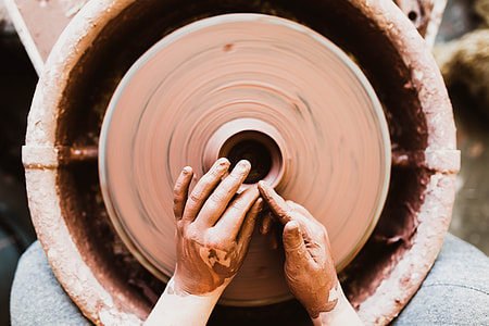 hand, clay pot, molder, person, clay, wheel thumbnail