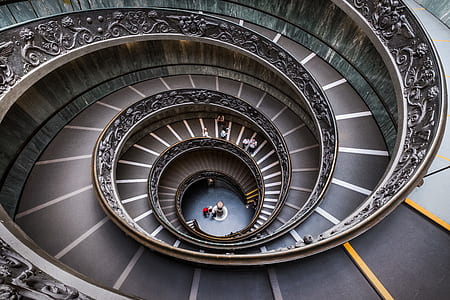 top view photo of spiral staircase thumbnail
