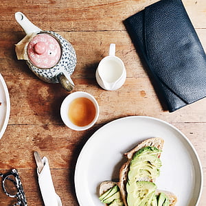 bread slice with avocado on plate thumbnail