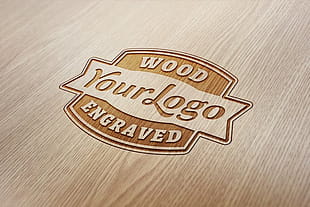 Wood Engraved Logo MockUp psd file