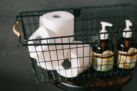 Toiletries in a metal basket thumbnail