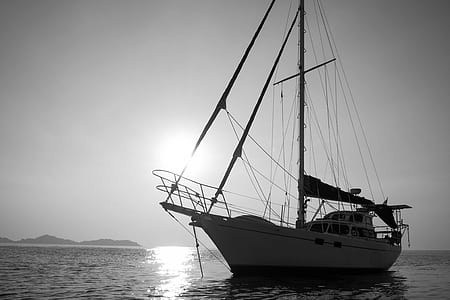 grayscale photo of sailing boat thumbnail