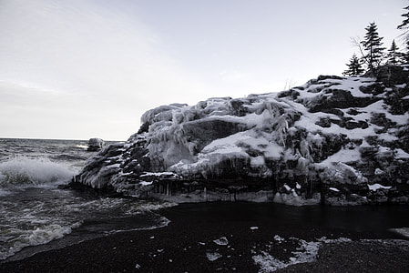 Icy Landscape on the shore in Gooseberry Falls State Park, Minnesota thumbnail