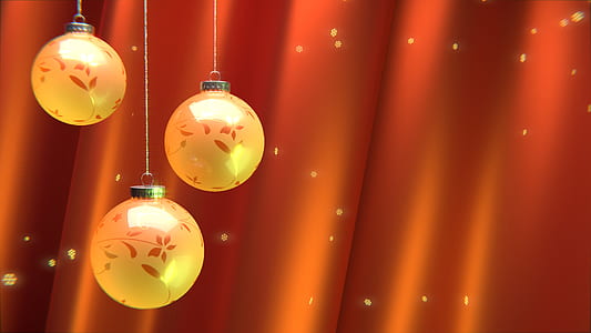 three yellow-and-red floral bauble clipart thumbnail
