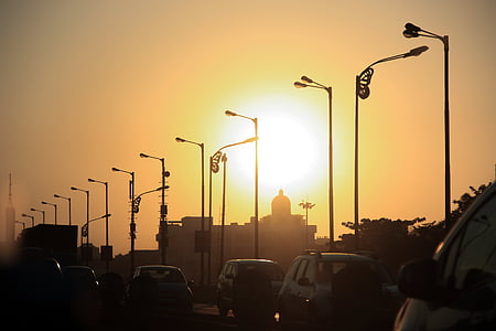 silhouette of parking post lamps thumbnail