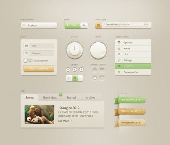 Vanilla Cream UI Kit psd file