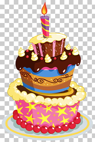 Birthday cake , Colorful Birthday Cake , assorted-color 3-tier cake illustration PNG clipart