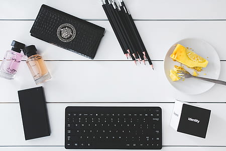 Top view of desk with copy space thumbnail