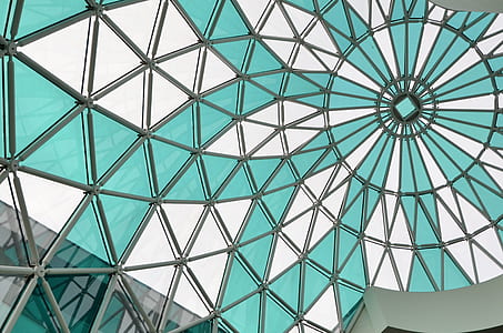 worm's eye view of white and blue ceiling thumbnail