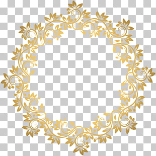 Gold , Gold Deco Round Border Transparent , brown floral frame PNG clipart