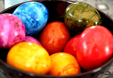 assorted-color Easter Eggs in bowl thumbnail