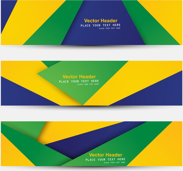 Brazil Flag Colors Concept Banner And Header Set Stylish Wave