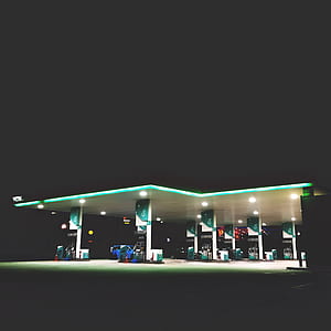 blue and white gasoline station photo thumbnail