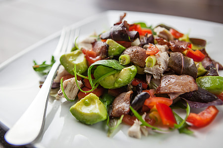 Close-up shot of fresh bacon and avocado salad, image captured with a Canon 5D DSLR thumbnail