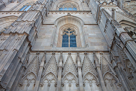 Wide-angle architectural shot captured in the Gothic Quarter of Barcelona, Spain thumbnail