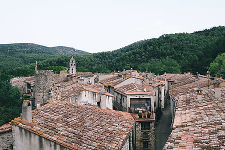 photograph of medieval houses near forest thumbnail