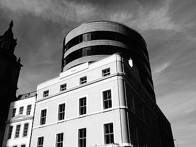 black-and-white, building, architecture, windows thumbnail