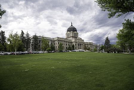 Montana State Capital under the clouds with lawn in Helena thumbnail