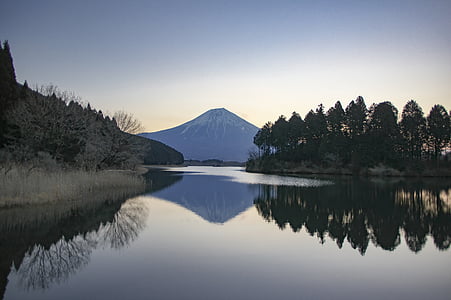 body of water between island with snow-capped mountain at distance thumbnail