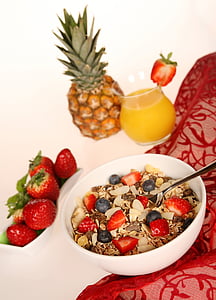 mixed nut with strawberry in white bowl thumbnail
