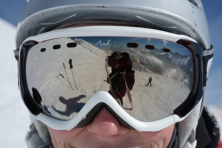 person wearing white snow goggle thumbnail