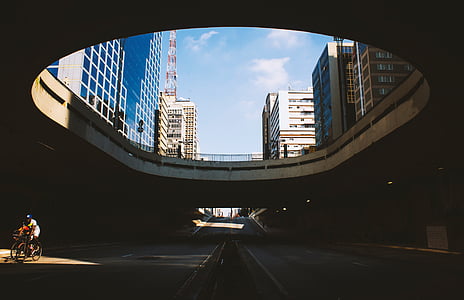 low angle photography of tunnel at daytime thumbnail