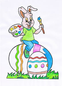 rabbit on easter egg drawing thumbnail