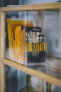 Books on a bookcase shelf thumbnail