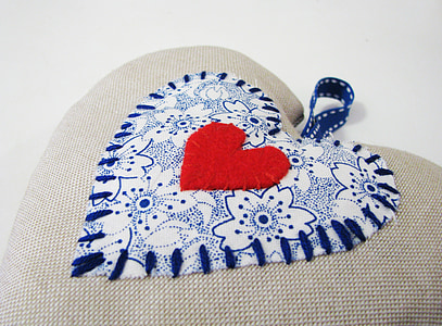 blue and brown heart pillow thumbnail
