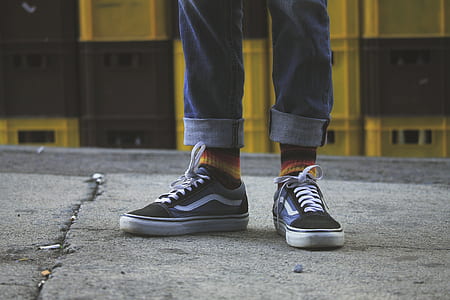 person wearing black and gray Vans low-top sneakers thumbnail