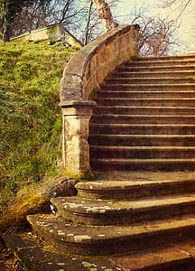 brown concrete staircase beside green grass thumbnail