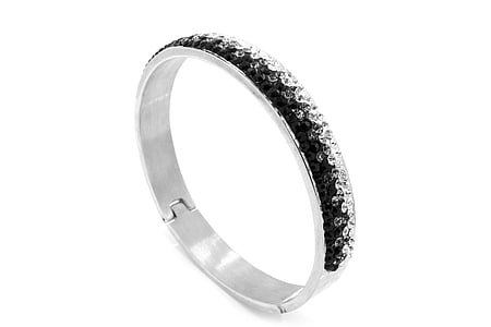 silver-colored bracelet with gemstones thumbnail