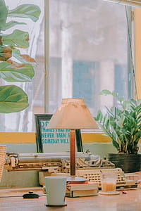 Brown Table Lamp on Book thumbnail