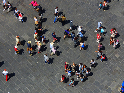 aerial view of people walking on street thumbnail