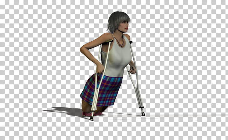 Anime girl on crutches