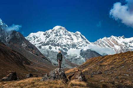 High Himalayan Mountain view at the Annapurna Base Camp in Nepal thumbnail