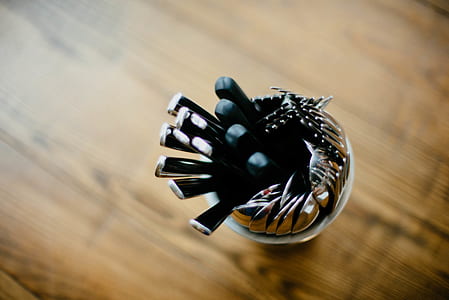 stainless steel flatware set on table thumbnail