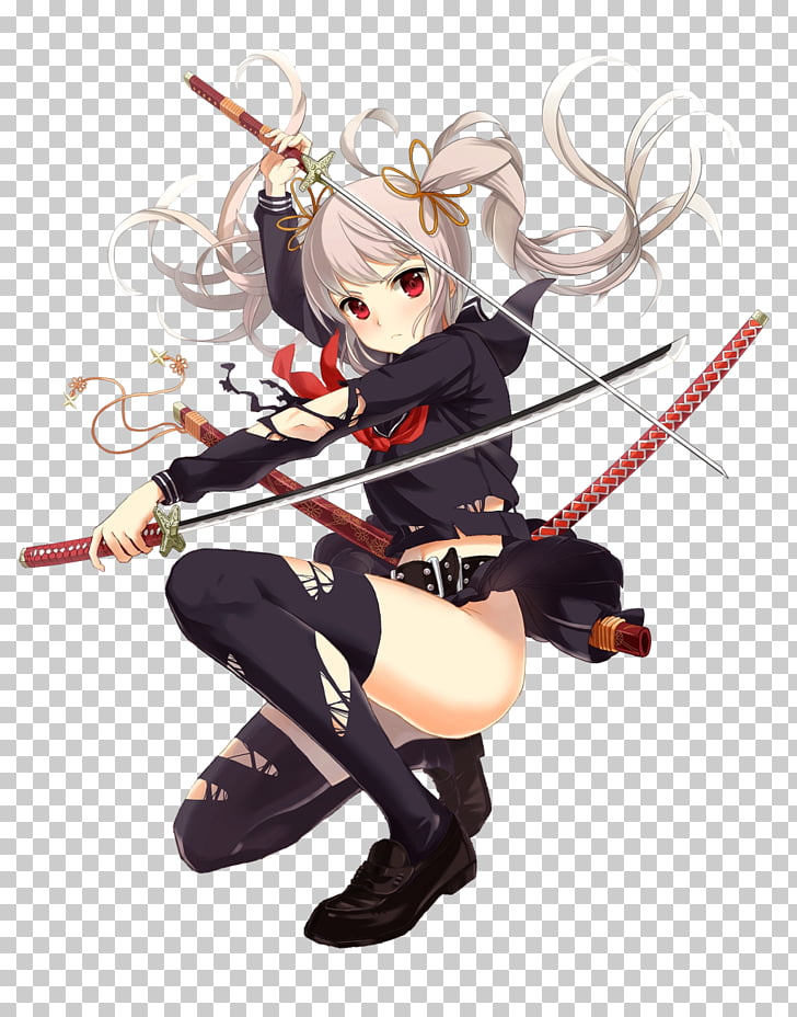Anime cat girl with sword