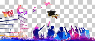 Graduation ceremony Cap, Book bachelor hat youth back graduation element background, six persons near books artwork PNG clipart