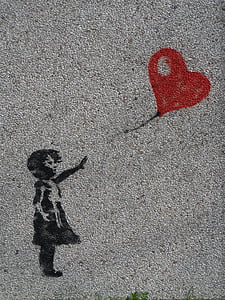 girl trying to reach the heart balloon illustration thumbnail