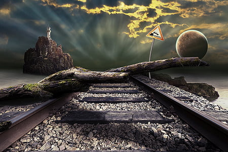 tree branch on black steel railroad thumbnail