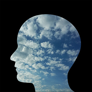 person head-shaped cloudy sky illustration thumbnail