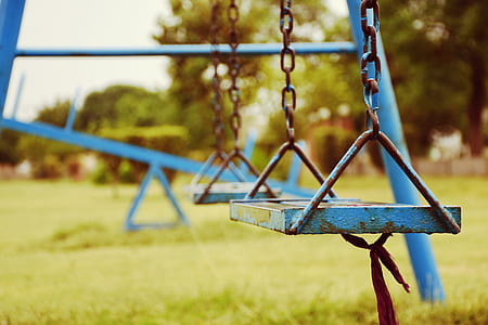 blue metal framed swing thumbnail