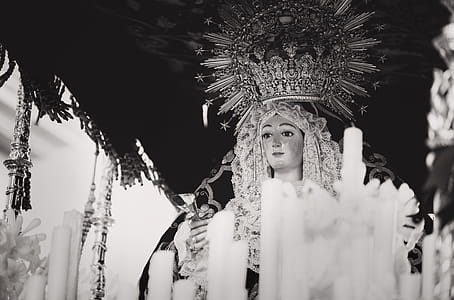 Grayscale Photo Of Religious Statue thumbnail