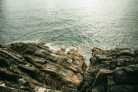 aerial photography of cliff in front of body of water thumbnail