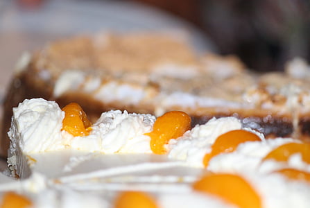 white icing-covered cake with slice mangoes toppings thumbnail