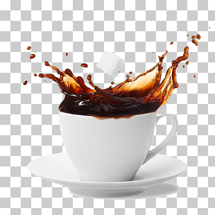Turkish coffee Juice Cafe Iced coffee, Splash of coffee, filled white ceramic cup and saucer PNG clipart
