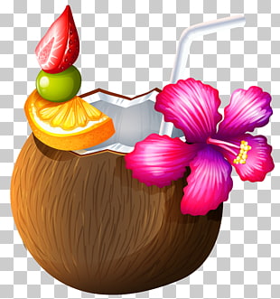 Cocktail Margarita Juice Moonshine Vodka, Exotic Coconut Cocktail , coconut with straw PNG clipart